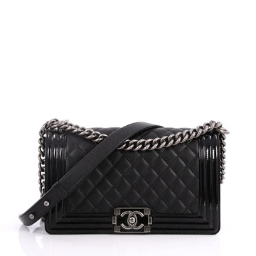 Chanel Boy Flap Bag Quilted Goatskin with Patent Old 2797102
