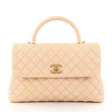 Chanel Coco Top Handle Bag Quilted Caviar Medium Neutral 2798501