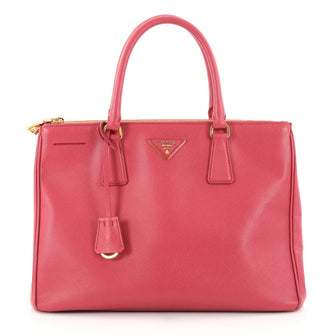 Prada Double Zip Lux Tote Saffiano Leather Medium Pink 2799401