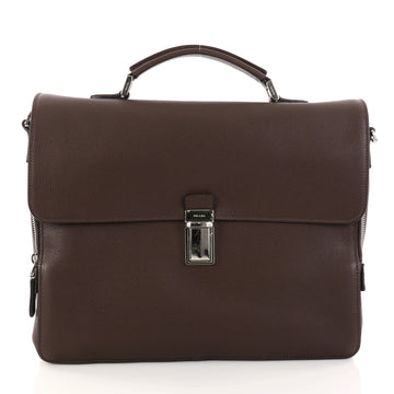Prada Convertible Flap Briefcase Vitello Daino Medium Brown 2799501