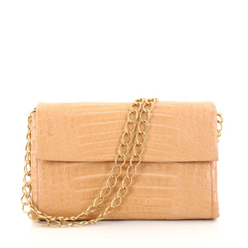 Nancy Gonzalez Chain Flap Shoulder Bag Crocodile Medium Neutral 2799502