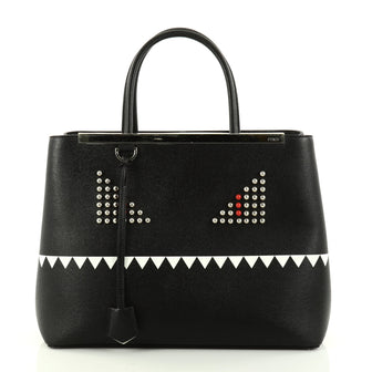 Fendi 2Jours Monster Handbag Leather Medium Black 2799801