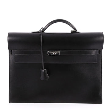 Hermes Kelly Depeche Handbag Box Calf 38 Black 2799901