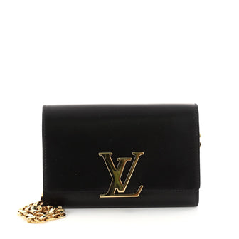 Louis Vuitton Chain Louise Clutch Leather MM Black 2800301
