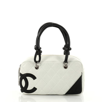 Chanel Cambon Bowler Bag Quilted Leather Small White 2802804