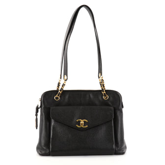 Chanel Vintage Front Pocket Tote Caviar Medium Black 2803003