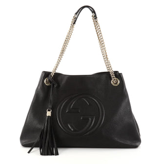 Gucci Soho Chain Strap Shoulder Bag Leather Medium Black 2803301