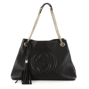 Gucci Soho Chain Strap Shoulder Bag Leather Medium Black 2803301