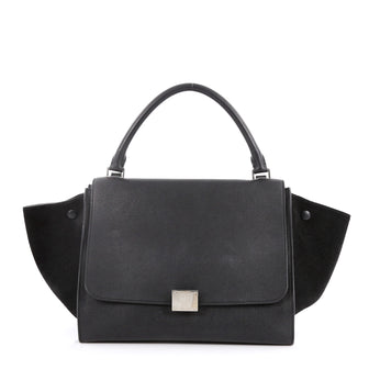 Celine Trapeze Handbag Leather Medium Black 2804501