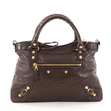 Balenciaga Town Giant Studs Handbag Leather Brown 2805101