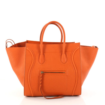 Celine Phantom Handbag Grainy Leather Medium Orange 2805201