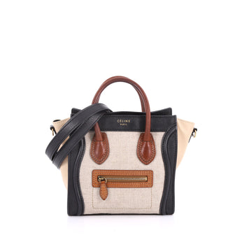 Celine Tricolor Luggage Handbag Canvas and Leather Nano 2806801
