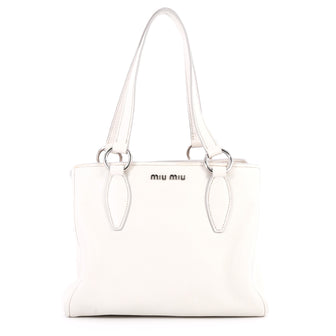 Miu Phenix Convertible Tote Leather Small White 2807102