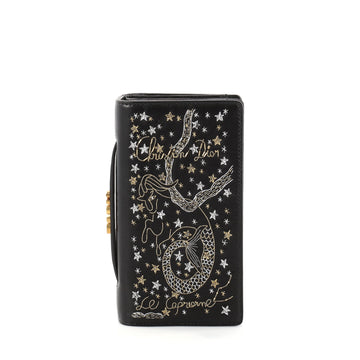 Christian Dior Tarot Pouch Embroidered Leather Black 2809102
