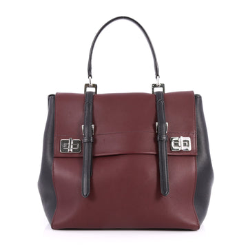 Prada Half Flap Double Turn Lock Satchel City Calfskin Large Red 2809504