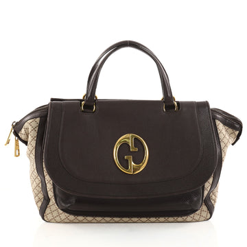 Gucci 1973 Top Handle Bag Diamante Canvas and Leather Medium Brown 2809701