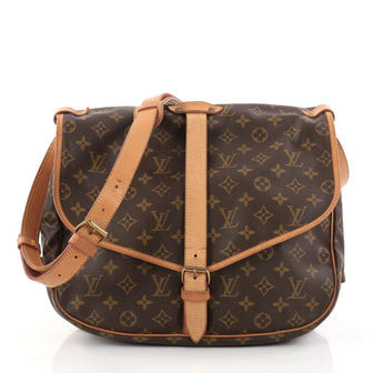 Louis Vuitton Saumur Handbag Monogram Canvas MM Brown 2809803