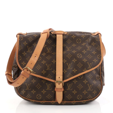 Louis Vuitton Saumur Handbag Monogram Canvas MM Brown 2809803
