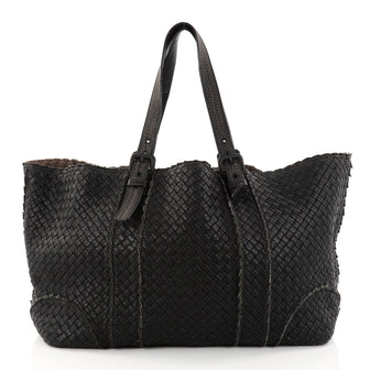 Bottega Veneta Fringe Seam A-Shape Tote Intrecciato Black 2810101