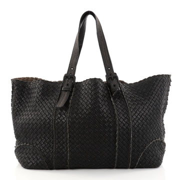Bottega Veneta Fringe Seam A-Shape Tote Intrecciato Black 2810101
