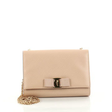 Salvatore Ferragamo Ginny Crossbody Bag Saffiano Leather Small Neutral 2812101