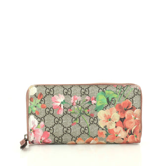 Gucci Zip Around Wallet Blooms Print GG Coated Canvas Brown 2812102