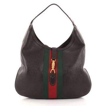 Gucci Web Jackie Soft Hobo Leather Large Brown 2813501