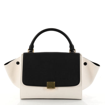 Celine Trapeze Handbag Canvas with Leather Small Black 2815101