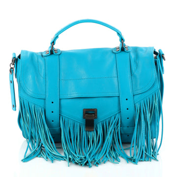 Proenza Schouler PS1 Fringe Handbag Leather Medium Blue 2815701