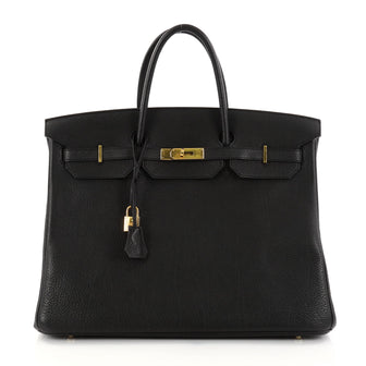 Hermes Birkin Handbag Black Fjord with Gold Hardware 40 Black 2816603