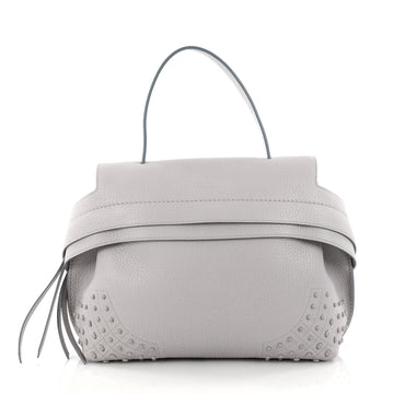 Tod's Studded Convertible Wave Bag Leather Small Gray 2816801