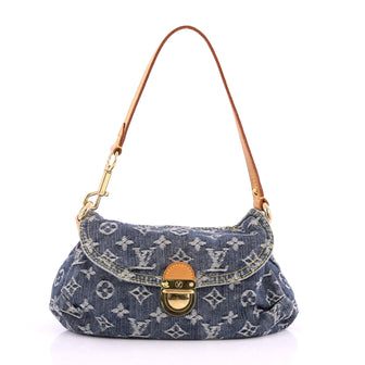 Louis Vuitton Pleaty Handbag Denim Mini Blue 2817002