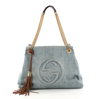 Gucci Soho Chain Strap Shoulder Bag Denim Medium Blue 2817301