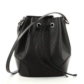 Gucci Bright Bucket Bag Diamante Leather Large Black 2818501
