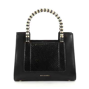 Bvlgari Serpenti Convertible Tote Leather and Python Small Black 2819101