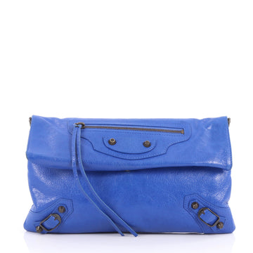 Balenciaga Envelope Strap Clutch Classic Studs Leather Blue 2819502