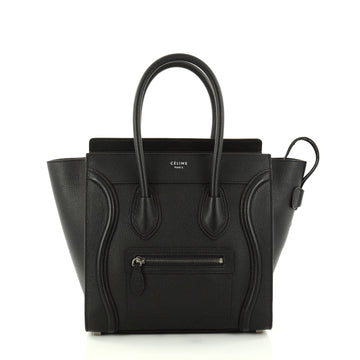Celine Luggage Handbag Grainy Leather Micro Black 2822201