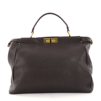 Fendi Selleria Peekaboo Handbag Leather Large Brown 2822302