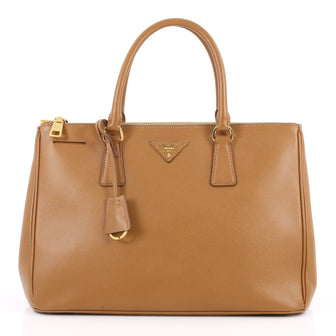 Prada Double Zip Lux Tote Saffiano Leather Medium Brown 2822401