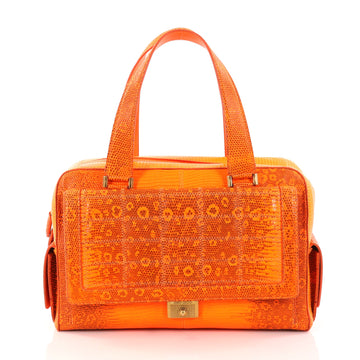 Jimmy Choo Catherine Satchel Lizard Medium Orange 2824003