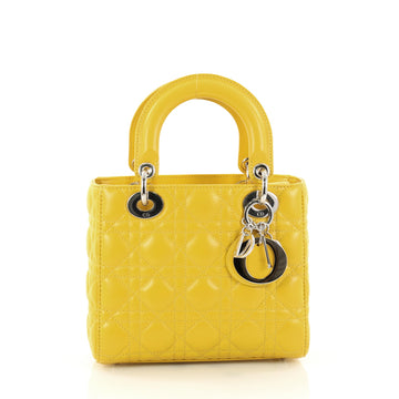 Christian Dior My Lady Dior Handbag Cannage Quilt Lambskin Yellow 2824106