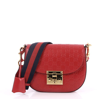 Gucci Padlock Saddle Shoulder Bag Guccissima Leather Medium Red 2824601