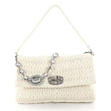 Miu Miu Crystal Clutch Matelasse Leather Large Neutral 2824806