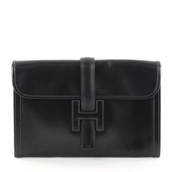 Hermes Jige Clutch Box Calf PM Blue 2825004
