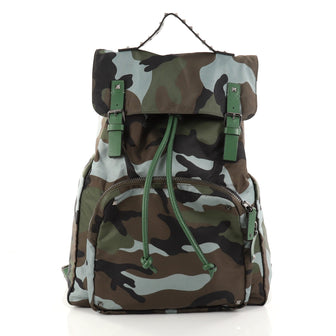 Valentino Top Flap Backpack Camo Nylon Large Green 2825204