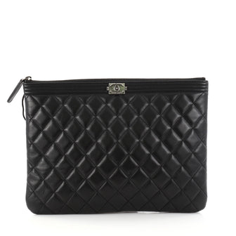 Chanel Boy Pouch Quilted Lambskin Medium Black 2825303