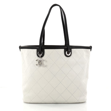 Chanel Fever Tote Quilted Caviar Medium White 2825306
