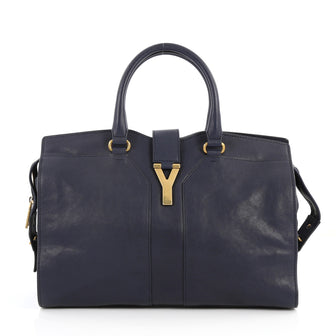 Saint Laurent Chyc Cabas Tote Leather Medium Blue 2826501