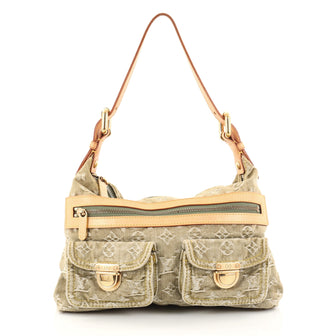 Louis Vuitton Baggy Handbag Denim PM Green 2827804