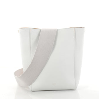 Celine Sangle Seau Handbag Calfskin Small White 2827903